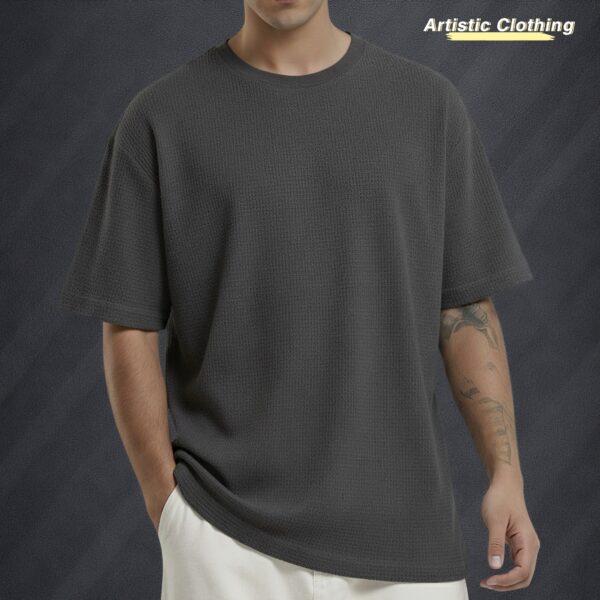 Premium Waffle Drop Shoulder Charcoal