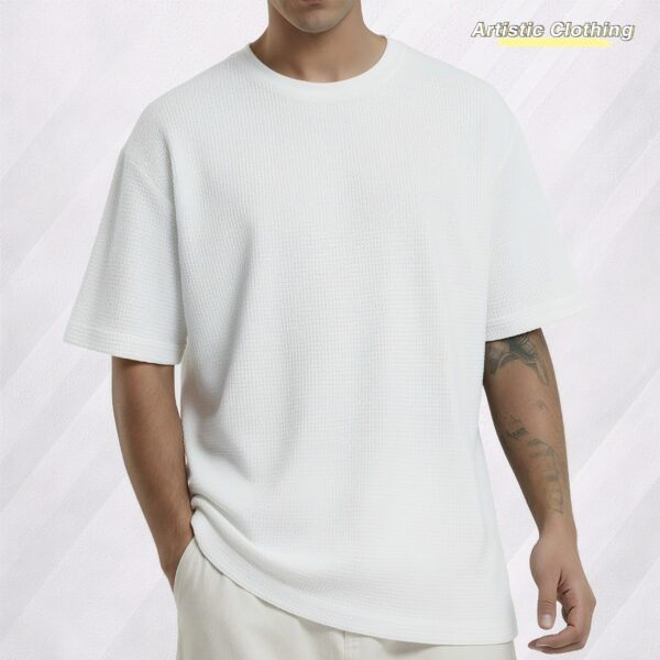 Premium Waffle Drop Shoulder White